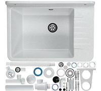 KADAX GOSPO Évier en polypropylène 50,5 x 34 x 26,5 cm - Avec siphon professionnel et kit de montage - Blanc
