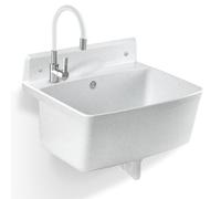KADAX gospo Lavabo de jardin, 55 x 42 x 22,5 cm, en polystyrène de qualité supérieure, avec technologie Easy-Clean, pour le jardin, blanc, batterie élastique