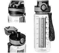 KADAX Gourde 750ml, Bouteille d'eau noire anti-fuite en Tritan sans BPA, bouteille de sport réutilisable avec couvercle rabattable, poignée et marquage de temps
