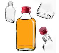 KADAX Gourde Plate en Verre 100ml - Petites fioles à Bouchon vissant pour liqueurs, alcools & décorations