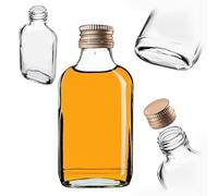 KADAX Gourde Plate en Verre 100ml - Petites fioles à Bouchon vissant pour liqueurs, alcools & décorations