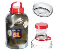KADAX Grand Bocal de Fermentation en Verre, Récipient de Conservation avec Couvercle Hermétique, Idéal pour la Préparation de Cornichons et Choucroute (8L)