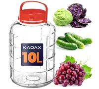 KADAX Grand Bocal de Fermentation en Verre, Récipient de Conservation avec Couvercle Hermétique, Idéal pour la Préparation de Cornichons et Choucroute (10 L)