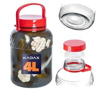 KADAX Grand Bocal de Fermentation en Verre, Récipient de Conservation avec Couvercle Hermétique, Idéal pour la Préparation de Cornichons et Choucroute (4L)