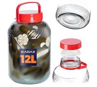 KADAX Grand Bocal de Fermentation en Verre, Récipient de Conservation avec Couvercle Hermétique, Idéal pour la Préparation de Cornichons et Choucroute (12L)