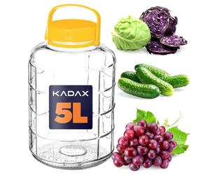 KADAX Grand Bocal de Fermentation en Verre, Récipient de Conservation avec Couvercle Hermétique, Idéal pour la Préparation de Cornichons et Choucroute (5 L)