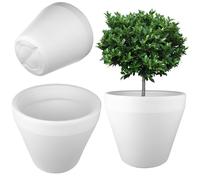 KADAX Grand pot de fleurs, diamètre : 46 cm, en plastique, pour l'intérieur et l'extérieur, blanc