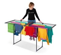 KADAX Grand séchoir à linge télescopique, support à linge à ailes en acier revêtu par poudre (noir)