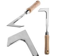 KADAX Gratte-Herbe, Gratte-Fente en Acier Inoxydable, Couteau à désherber avec Manche en Bois Ergonomique, grattoir de Joint Multifonctionnel, désherbeur pour Jardin (29,5x8 cm)