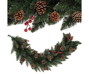 KADAX Guirlande de pin, guirlande décorative, guirlande de sapin de 115 cm de long avec pommes de pin, guirlande de Noël artificielle en film PVC, décoration de Noël (Dasher)