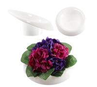 KADAX Ikebana en Plastique, Vase Ikebana, Pot de Fleurs, Bol de Fleurs, Porte-Fleurs Japonais pour tournesols, Vase à Fleurs Ikebana, compositions Florales (⌀ 9cm, Oblique, Blanc)