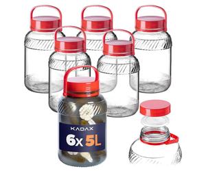 KADAX Jar : récipients en verre de 5 L avec couvercle et poignée pour la conservation du chou, lot de 6