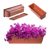 KADAX Jardinière 60 cm en terre cuite - Jardinière en plastique avec soucoupe résistante et facile à nettoyer pour fleurs et herbes en plein air