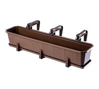 KADAX Jardinière 80 cm avec Supports Marron - Jardinière avec Soucoupe - Pot de Fleurs rectangulaire en Plastique - Pot de Fleurs pour intérieur et extérieur - Balcon et terrasse