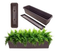 KADAX Jardinière avec soucoupe, avec ou sans supports de jardinière, pot de balcon en plastique, bac à plantes, jardinière de balustrade, pot de fleurs (moka, 60 cm), K10004