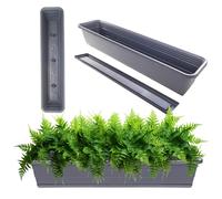 KADAX Jardinière avec soucoupe, avec ou sans supports de jardinière, pot de balcon en plastique, bac à plantes, jardinière de balustrade, pot de fleurs (anthracite, 80 cm), K10001