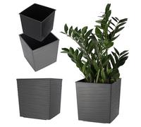 KADAX Jardinière Carrée 26 cm Gris - Grand Pot de Fleurs en Plastique pour Intérieur et Extérieur, Idéal pour la Décoration de Jardin, Terrasse et Balcon