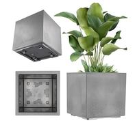 KADAX bac à plantes carré en plastique "Sore", pot de fleurs avec roulettes, anthracite, aspect béton,