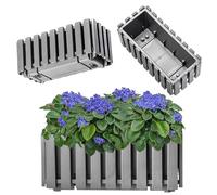 KADAX Jardinière de Balcon - 40 cm Pot de Fleurs à Aspect Lattes, jardinière avec Bouchon en Caoutchouc, Gris