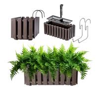 KADAX Jardinière de Balcon 40 cm - Pot de Fleurs en Plastique Aspect Lattes, Style Maison de Campagne, avec Bouchon - Marron