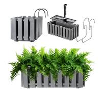 KADAX Jardinière de Balcon 40 cm - Pot de Fleurs en Plastique Aspect Lattes, Style Maison de Campagne, avec Bouchon - Gris