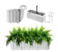 KADAX Jardinière de Balcon 60 cm - Pot de Fleurs en Plastique Aspect Lattes, Style Maison de Campagne, avec Bouchon - Blanc