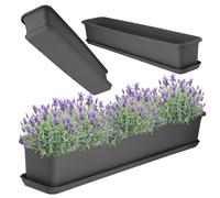 KADAX Jardinière de balcon 80 cm Anthracite avec soucoupe - Jardinière en plastique pour balcon pour usage intérieur et extérieur, pot de fleurs pour balcon, terrasse, rebord de fenêtre