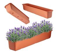KADAX Jardinière de balcon en plastique de haute qualité, pour intérieur et extérieur, pour balcon, terrasse, rebord de fenêtre (80 cm, terre cuite)