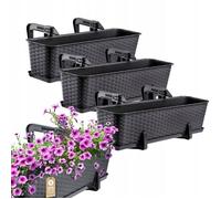 KADAX Jardinière de Balcon Pot de Fleurs Pot de Fleur 60cm Anthracite Supports Support 3pcs