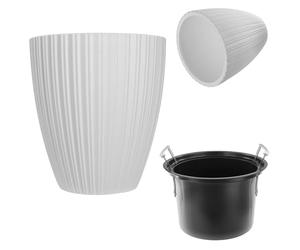 KADAX - Jardinière décorative avec insert intérieur, pot de plantes rond, pot de fleurs en plastique, pot de plantes pour usage intérieur et extérieur, jardinière (Blanc, 30 cm)