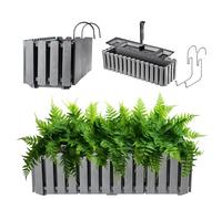 KADAX Jardinière pour balcon en 2 tailles et 4 couleurs - Pot de fleurs aspect lattes - Style maison de campagne - Avec bouchon en caoutchouc (60 cm, gris)