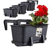 KADAX Pot de fleurs "Castro", pot avec poignées, 40cm, anthracite, 4 pièces