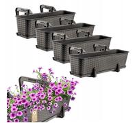 KADAX Pot de fleurs "Castro", pot avec poignées, 60cm, brun , 4 pièces