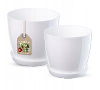 KADAX Jeu de pots avec soucoupe, en plastique, 23 cm + 28 cm, blanc