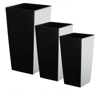 Kadax Set de pots de fleurs Masiera, plastique, intérieur & extérieur, noir mat, set de 3 XL