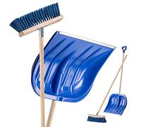 KADAX Kit de déneigement avec pelle à neige, balai à neige, manche ergonomique, 2 pièces (bleu)