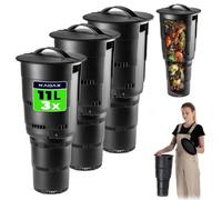 KADAX komposttonne enterrée en Plastique - Noir Lot de 3 - compostage Discret au Jardin - Couvercle avec poignée et Trous d’aération Anti-odeurs