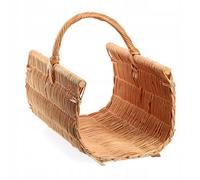 KADAX Panier de transport en bois, panier à bûches de cheminée, en osier, décoratif, avec poignée de transport, couleur naturelle pour bois, 40 x 50 x 35 cm