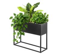 KADAX Large jardinière en acier noir, support de fleurs pour intérieur et extérieur, parterre de fleurs, pot de fleurs, support de fleurs (hauteur : 50 cm)