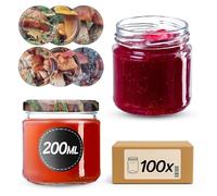 KADAX Lot de 10 bocaux en verre 200ml Ø66 - Couvercle Twist-Off hermétique TO66 - Pour confitures, conserves, cornichons, miel & fermentation