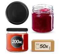 KADAX Lot de 10 bocaux en verre 200ml Ø66 - Couvercle Twist-Off hermétique TO66 - Pour confitures, conserves, cornichons, miel & fermentation