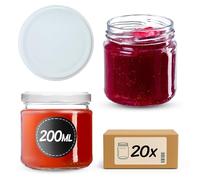 KADAX Lot de 10 bocaux en verre 200ml Ø66 - Couvercle Twist-Off hermétique TO66 - Pour confitures, conserves, cornichons, miel & fermentation