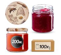 KADAX Lot de 10 bocaux en verre 200ml Ø66 - Couvercle Twist-Off hermétique TO66 - Pour confitures, conserves, cornichons, miel & fermentation