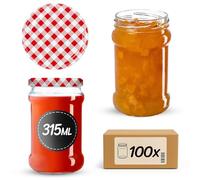 KADAX Lot de 10 bocaux en verre 315ml Ø66 à pois rouges - Couvercle Twist-Off hermétique TO66 - Pour confitures, conserves, cornichons, miel & fermentation