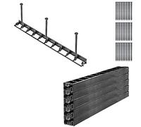 KADAX Lot de 10 Bordure de pelouse 45 mm, 10 pičces + 30 clous, bordure de parterre en plastique, bordure de pelouse avec systčme clic, kit de bordure de parterre, bordure de pavé (noir, lot B)