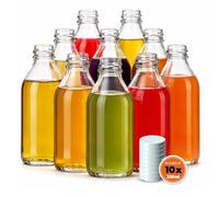 KADAX Lot de 10 Bouteilles en Verre 330ml avec Bouchon à vis - Bouteilles vides à remplir pour jus, sirop, Huile et Liqueur, Conservation Alimentaire