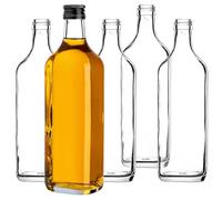 KADAX Lot de 10 bouteilles en verre 500ml avec bouchon à vis noir, court - bouteilles vides à remplir pour jus, sirop, huile et liqueur, conservation alimentaire