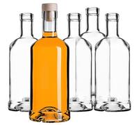 KADAX Lot de 10 bouteilles en verre 500ml - Bouteilles vides à bouchon en liège pour liqueurs, huile & schnaps