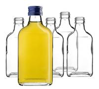 KADAX Lot de 10 gourdes Plates en Verre 200ml - Petites fioles à Bouchon vissant pour liqueurs, alcools & décorations