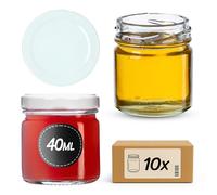 KADAX Lot de 10 mini bocaux en verre 40ml Ø43 - Couvercle Twist-Off hermétique TO43 - Pour épices, miel, conserves & pots cadeaux